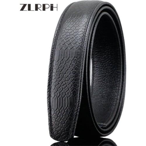 ZLRPH Mens business leather no buckle head belt body cowhide automatic buckle Belt Black/Brown