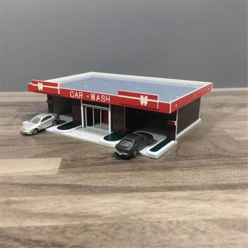 N Scale Model Building Car Wash Shop 1:150 Mini Assembled Car Wash House Plastic Building Construction Train Scene Acc