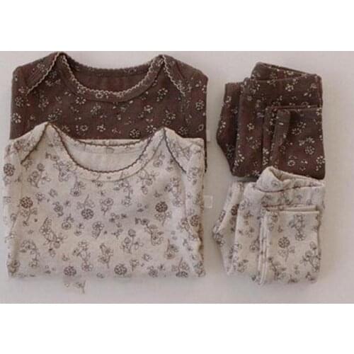 2021 New Fashion Floral Baby Girl Bodysuit + Leggings 2pcs Baby Clothes Set Autumn Long Sleeve Girls Toddler Tracksuit Kids Suit