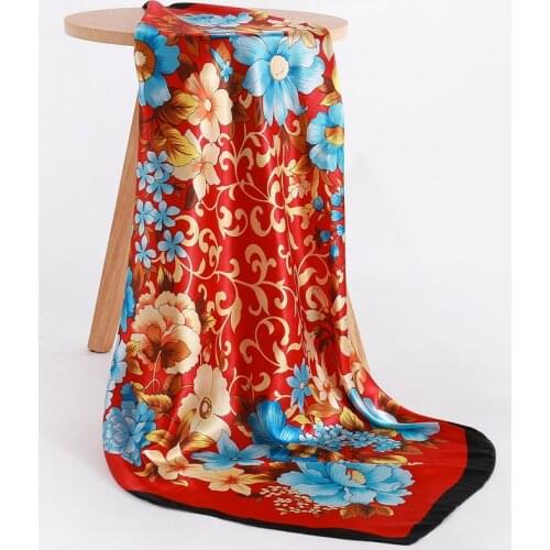 2021 New Lady Hair Scarf Fashion Silk Square Scarf Big Hijab Designer Bandana Female Shawl and Wrap Head Neckerchief Accessories