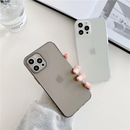 New Transparent Phone Cases For iPhone 12 Mini 11 Pro XS MAX XR X 8 7 Plus SE 2020 12Pro Fashion Straight Edge Soft TPU Cover