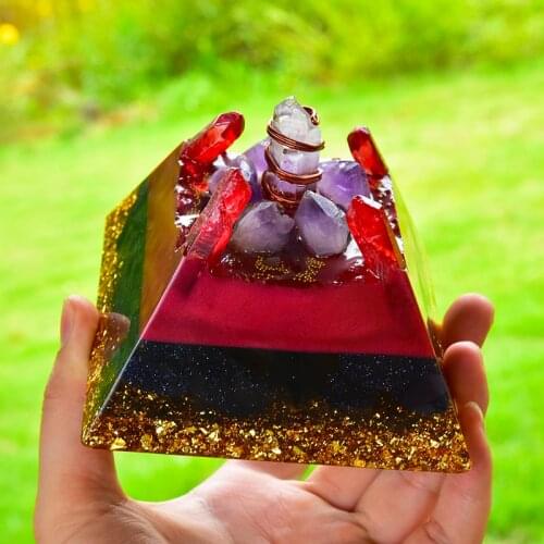 Original Crystal Energy Orgonita EMF Protection Healing Meditation Amethyst Orgone Pyramid For Yoga Home Office Decoration Organ