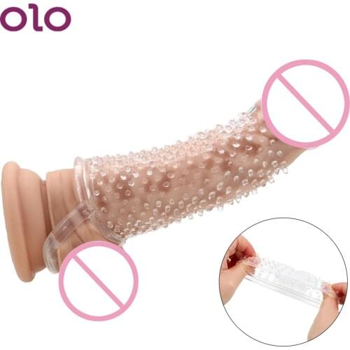 OLO Reusable Condom Enlargement Cock Rings G-spot Stimulation Cock Sleeve Penis Sleeve Sex Toys For Men Delayed Ejaculation