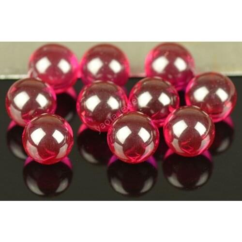 Sale 5A 9.0 Mohs No Hole Round Ball 5# Rose Red Rubys Beads Synthetic Corundum Gems Without Hole Loose Stone For Jewelry