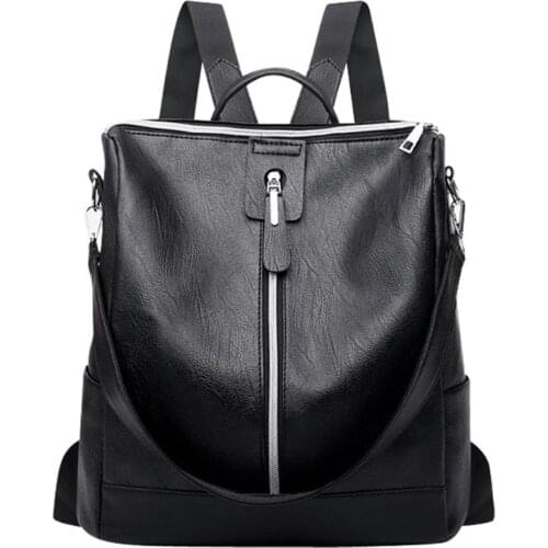 Women Casual Backpacks Soft Leather Zipper Backpack Shoulder Daypack Female Rucksack Mochilas Mujer Casual School Bag for Girls