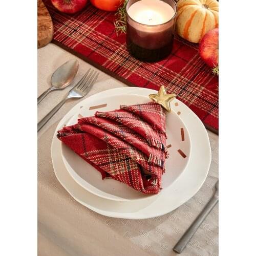 The scotland red buffalo plaid cloth wedding tea towel place mat napkins 45x45cm 1pc christmas decorations for home