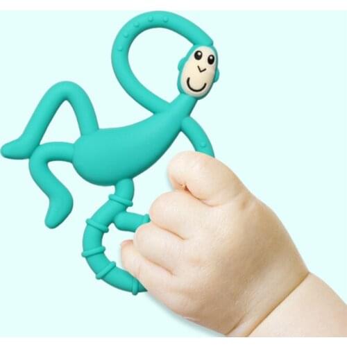 3 Colors Safe Care Baby Teether Toy Toddle Monkey Teething Ring Silicone Chew Dental Toothbrush Nursing Beads Gift Infant Gadget
