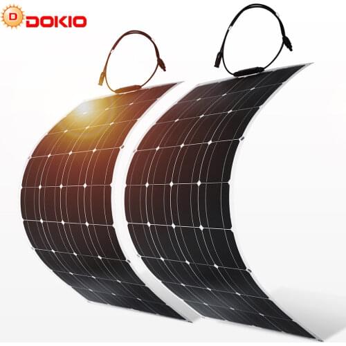 Dokio 2PCS 12V 100W Flexible Monocrystalline Solar Panel For Car Battery & Boat & Home 200w 300w 1000w 18V Solar Panel China