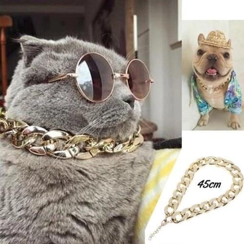 Cuban Link Thick Golden Chain Dog Cat Pets Safety Collar Leisure personality novel Convenience practical