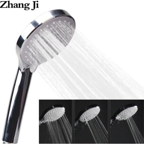 ZhangJi Bathroom 3 Function shower head Big Panel chrome plated silica gel nozzle ABS handheld water saving rainfall shower head