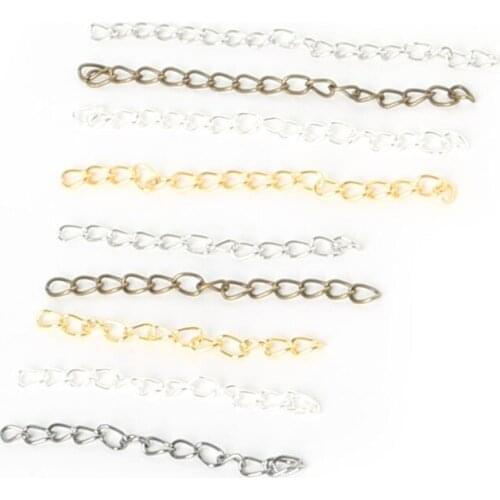 Iron 100Pcs/Lot Extended Extension Chain 4*70mm Tail Extender For DIY Jewelry Findings Necklace Bracelet FLB023-02