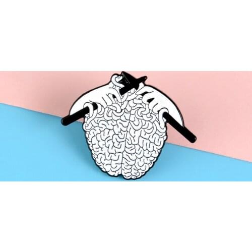 Organ Brain Enamel Pins Handmade Knit Sweater Brooch Feminist Enamel Pin Housewife Lapel Pin Gifts for Women Presents Wholesale