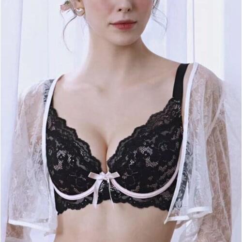 Push Up Bras for Women Plus Size 3/4 Cup Underwire Lace Embroidery Adjustable Minimizer Bra Female Lingerie 34 36 38 40 B C D E