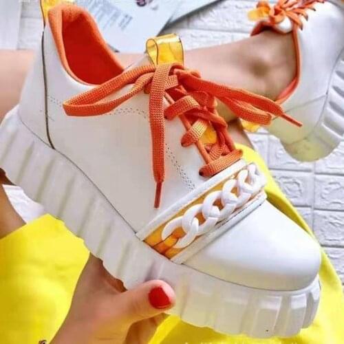 2021 New Plus Size Womens Shoes Lace-up Thick-soled Round Toe Platform Casual Shoes for Women Zapatillas Mujer Chaussure Femme