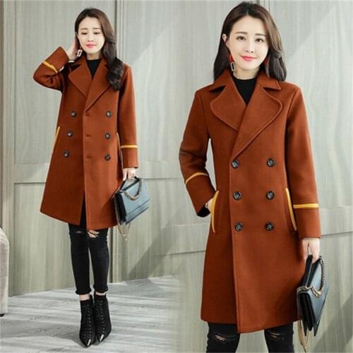 Women Double-breasted Blends Woolen Overcoat Female Coat Autumn Winter Coats And Jackets Coat Womens Wool Jackets Long Tops