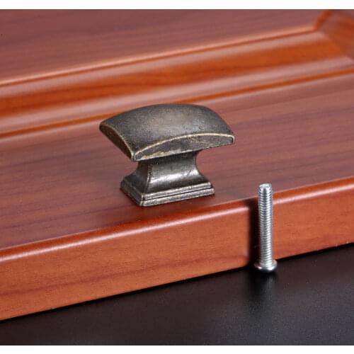 1pc Square Drawer Knob w/screw Cabinet Door Handle Vintage Pull Heavy Duty Cupboard Retro Alloy Antique Bronze 30mm Chest Simple