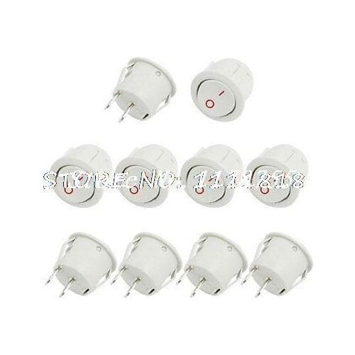 10 Pcs 125V/10A 250V/6A 2 Terminals SPST ON/OFF Snap-in Rocker Switch