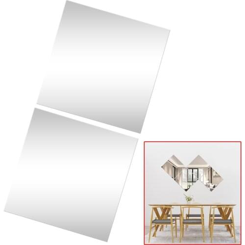 2Pcs/Set Mirror Tiles Wall Sticker Square Self Adhesive Stick On DIY Home Bathroom Bedroom Kitchen Decor 30x30cm