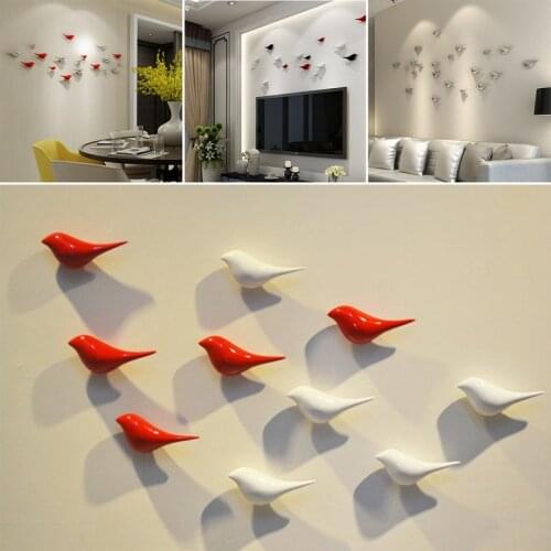 3D Birds Shape Wall Hanging Resin Metal Plating Office Home Decorations S/L New