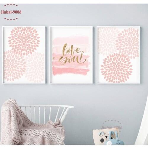 900D Pink Petals Flower Ball Wall Pictures for Girls Room Canvas Painting Baby Room Wall Decoration Posters And Prints Nur62