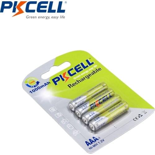 4PC PKCELL AAA battery 3A 1000MAH 1.2v NI-MH AAA Battery aaa Rechargeable Batteries up to 1000 times cycles For flashlight