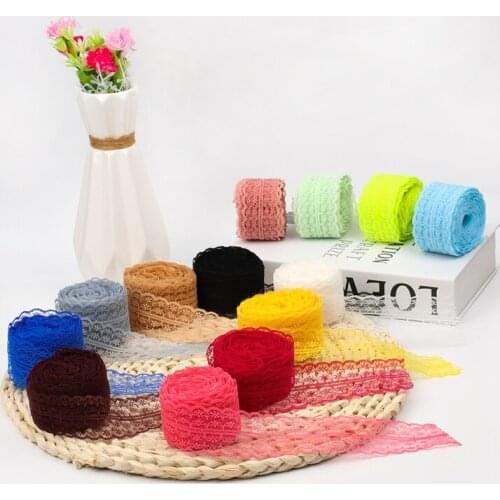JOJO BOWS 40mm 10yards Wide Lace Webbing Multicolor Ribbons Tape Lace Trim DIY Embroidery Apparel Decoration African Lace Fabric