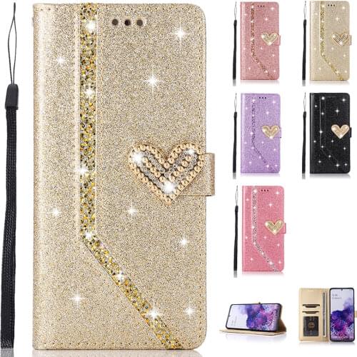 Glittering Shiny Leather Case for Huawei P40 P30 P20 Pro P10 P8 Lite 2017 Mate10 Mate20 Pro Flip Cover Protector