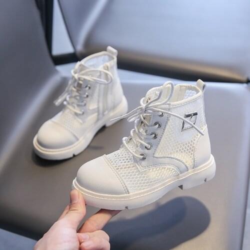 Girls Cool Boots 2021 Summer Mesh Breathable British Princess Kids Sandals Fashion Student Hollow shoes Children Flats Sandalias