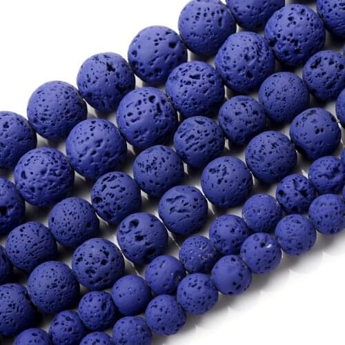 Natural Stone Beads Round Sapphires Lava Loose Bead for Jewelry Making DIY Charm Bracelet Earrings Accessories 4/6/8/10/12mm