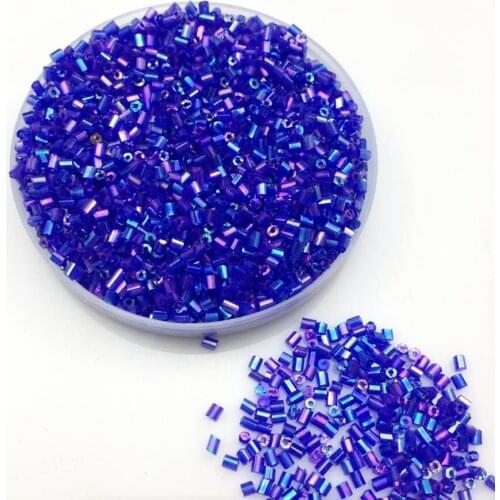 16g 1000X 2*3mm AB Royal Blue Color Transparent Tube Loose Spacer Beads Cezch Glass Seed Beads Handmade Jewelry DIY Garment Bead