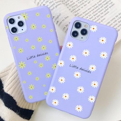 Fashion Daisy Flower Phone Case For iPhone 11 12 Pro X XS Max XR Soft TPU Cover For iPhone SE2 6 6S 7 8 Plus Letter Floral Cases