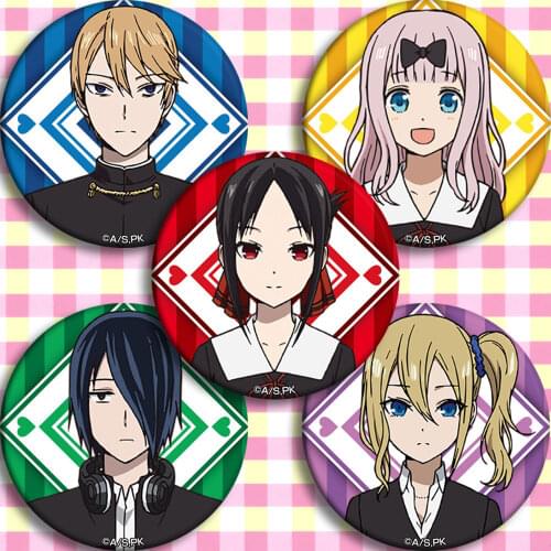 COSSUN 58MM Kaguya-sama: Love Is War Figure Badges Brooch Pin Gifts Toy Collection Badges for Backpacks Clothes