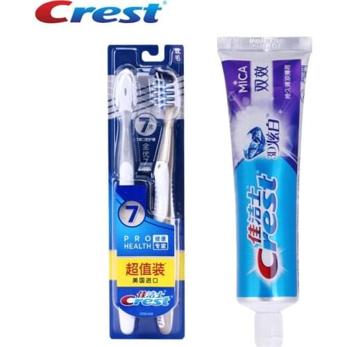 Crest Manual Toothbrush Ultra Soft Toothbrush Seven Effect Crest Toothpaste Teeth Whitening 1pack toothbrush + 120g Toothpaste