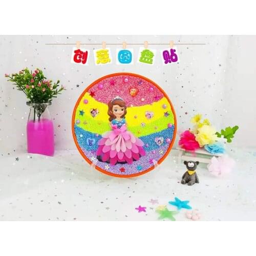 Disney Princess Children Handmade Diy Snowflake Mud Color Mud Painting Creative Disc Educational Toy Material Puzzles for Kids