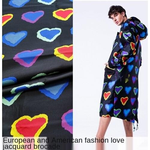 Designer jacquard fabric love precision jacquard windbreaker fabric dress sub suit haute couture fashion suit fabric