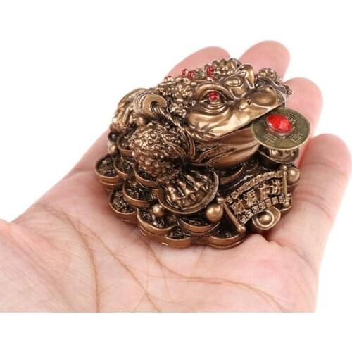 Feng Shui Money Toad Lucky Fortune Wealth Chinese Golden Frog Toad Coin Decor