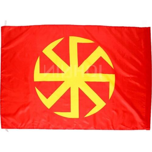 Polyester 90x135cm russian wheel Slavic Kolovrat Runes Eight Ray Flag