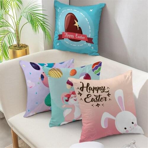 Fuwatacchi Easter Cut Rabbit Cushion Cover Peach Skin For Bed Animal Pattern Pillows Cases Covers For Home Livingroom Decoration