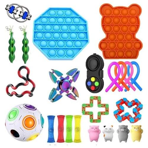 Fidget Sensory Toy Set Stress Relief Toys Autism Anxiety Relief Stress Pop Bubble Fidget Sensory Toy For Kids Adults