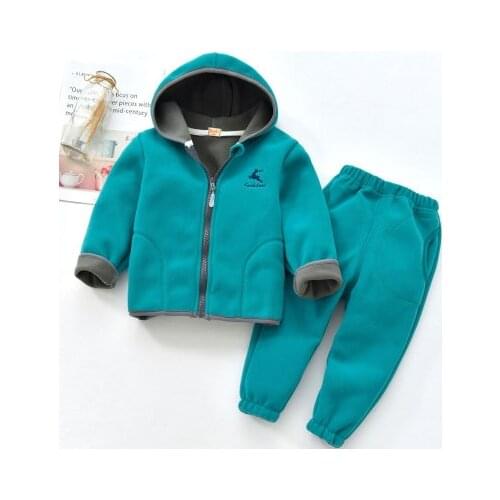 Childrens Clothing Sets 2020 Autumn Winter New Baby Boys Fleece Suit Kids Velvet Hooded Jacket+pants 2pcs Warm Sets for Girls