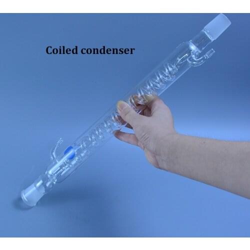 Lab coiled Condenser,300mm Length, 24/29 joint,10mm hose connection (Lab Glassware) Used for distillation unit