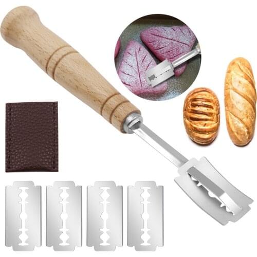 Bread Lame Dough Bakers Scoring Slashing Cutter Tool Razor Blade 5 Blades With Replaceable 5 Blades
