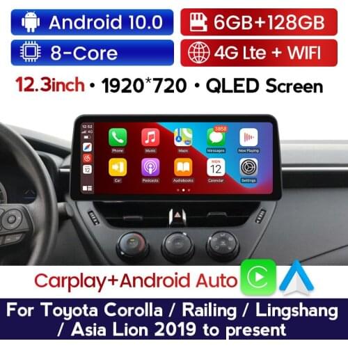 MEKEDE 12.3 Inch Smart Car Navigation Multimedia Player for Toyota Corolla Railing Lingshang Asia Lion 2019-2021 CarPlay WIFI BT