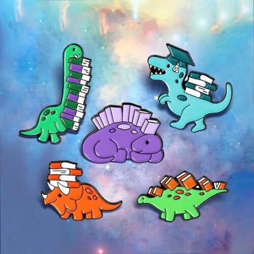 Cute Dinosaur Brooches Custom Tyrannosaurus Stegosaurus Dinosaur Animals Badge Brooch Lapel Women Kids Gift Jewelry Wholesale