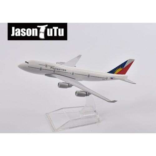 JASON TUTU 16cm Philippines Boeing B747 Airplane Model Plane Model Aircraft Diecast Metal 1/400 Scale Planes Dropshipping
