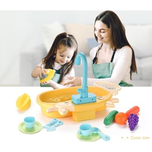 New Kids Sink Dishwashing Set Kitchen Toys Simulation Electric Dishwasher Pretend Play Mini Food Educational Montessori Toys