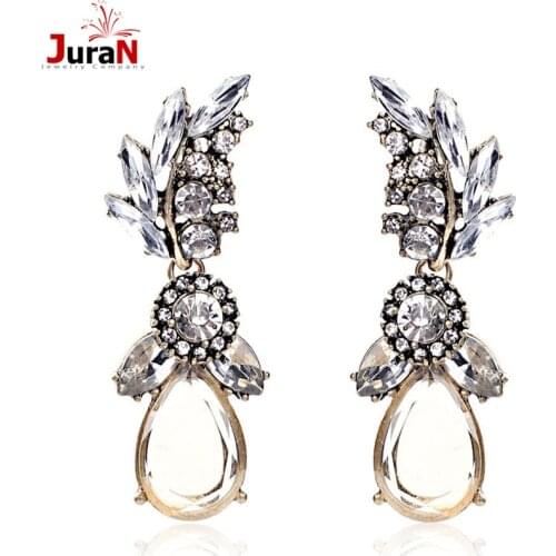 JURAN 2018 Champagne Classic High Quality Shiny Crystal Stud Earrings For Woman Factory Wholesale C1405