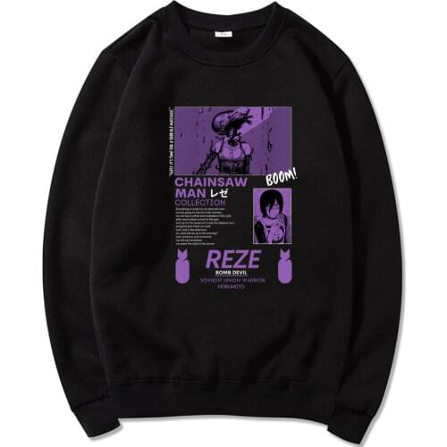 Hot Japanese Anime Sweatshirt Men Chainsaw Man Manga Graphic Funny Pochita Makima Printed pullover men loose casual sweatshirt