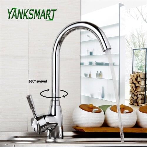 YANKSMART RU Kitchen Faucet New Kitchen 360 Swivel Basin Sink Faucets Deck Mounted Chrome Polished Faucet Cold & Hot Mixer Tap