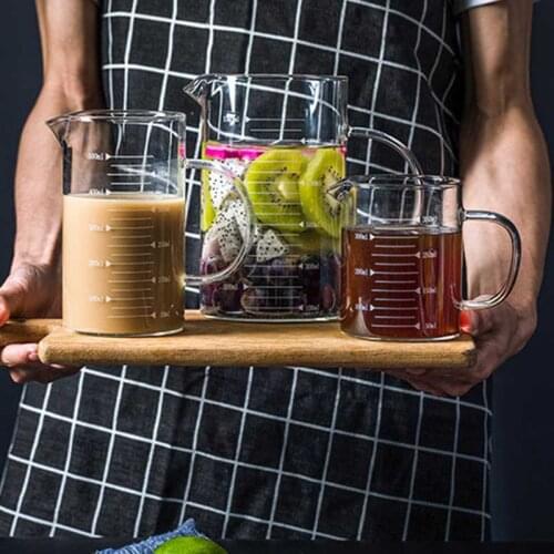 Transparent Glass Measuring Cups Heat-resistant Kitchen Milk Juice Coffee Glass Cup Graduated Scale Cooking Baking Accessories